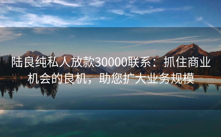 陆良纯私人放款30000联系：抓住商业机会的良机，助您扩大业务规模