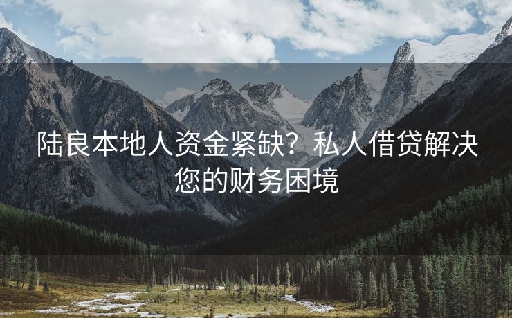 陆良本地人资金紧缺？私人借贷解决您的财务困境