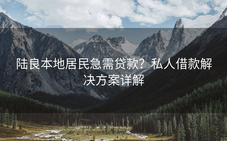 陆良本地居民急需贷款？私人借款解决方案详解