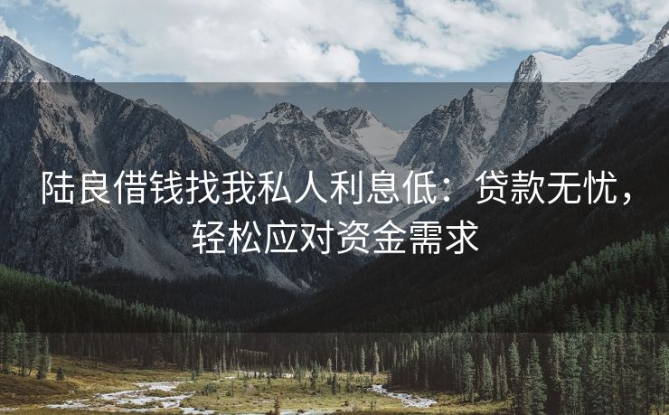 陆良借钱找我私人利息低：贷款无忧，轻松应对资金需求