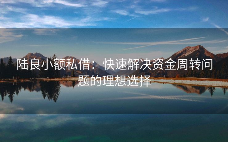 陆良小额私借：快速解决资金周转问题的理想选择 陆良小额私借 陆良私人借款  第1张