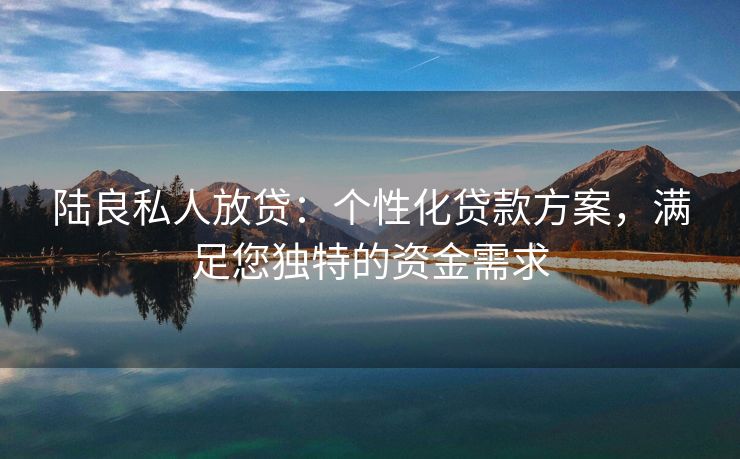 陆良私人放贷：个性化贷款方案，满足您独特的资金需求