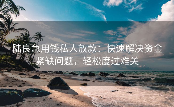 陆良急用钱私人放款：快速解决资金紧缺问题，轻松度过难关