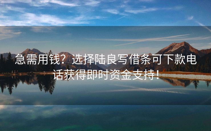 急需用钱？选择陆良写借条可下款电话获得即时资金支持！