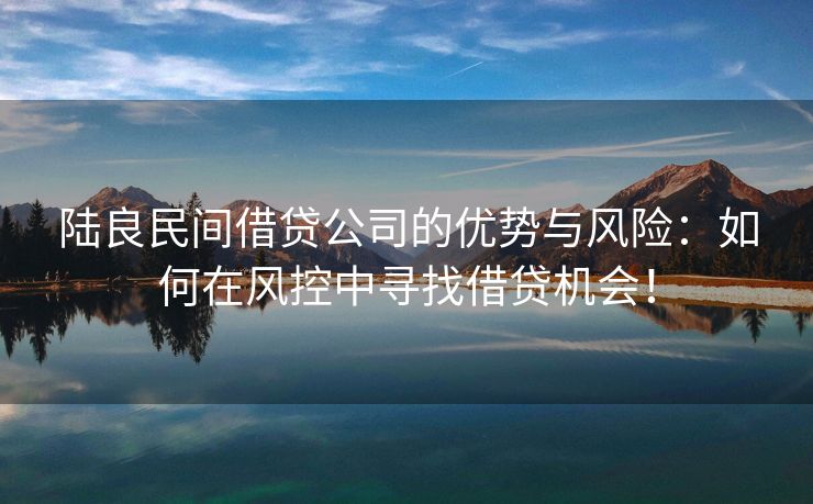 陆良民间借贷公司的优势与风险：如何在风控中寻找借贷机会！