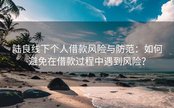 陆良线下个人借款风险与防范：如何避免在借款过程中遇到风险？