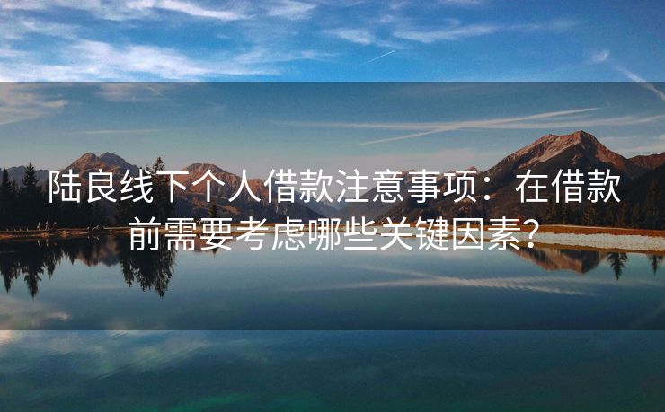 陆良线下个人借款注意事项：在借款前需要考虑哪些关键因素？
