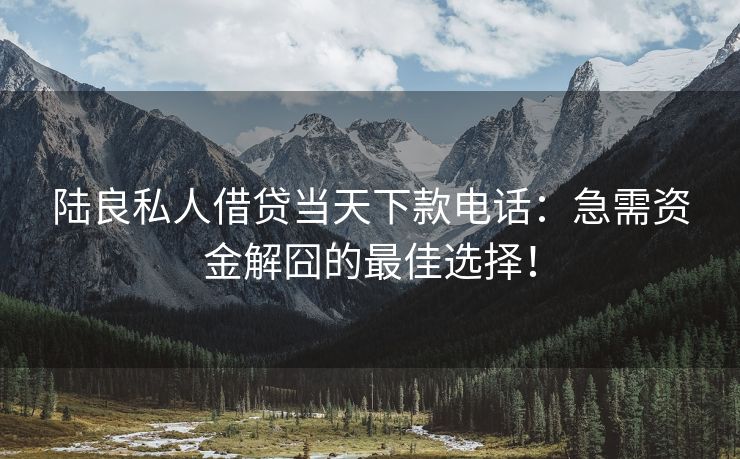陆良私人借贷当天下款电话：急需资金解囧的最佳选择！