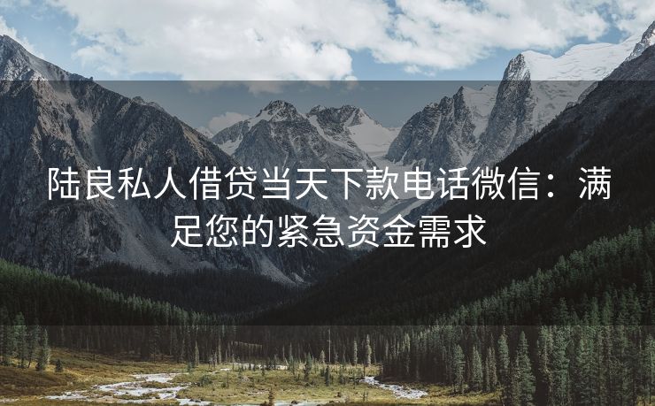 陆良私人借贷当天下款电话微信：满足您的紧急资金需求