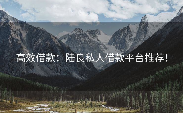 高效借款：陆良私人借款平台推荐！