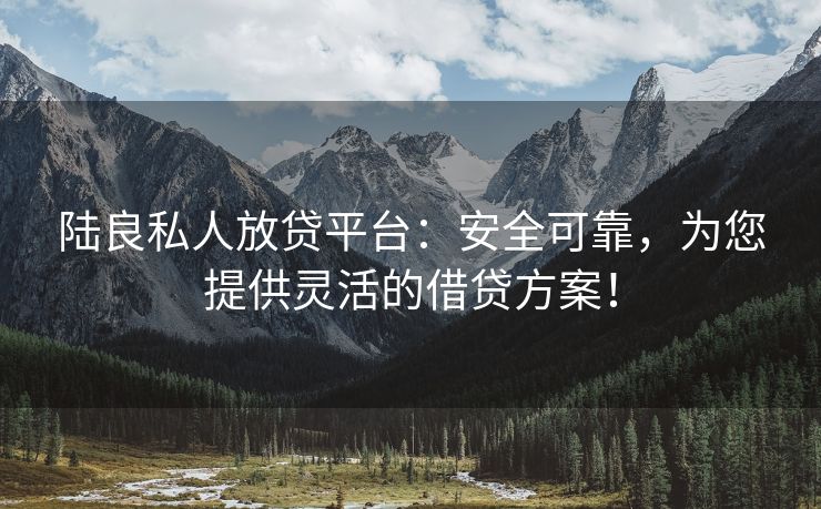 陆良私人放贷平台：安全可靠，为您提供灵活的借贷方案！