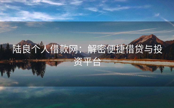 陆良个人借款网：解密便捷借贷与投资平台