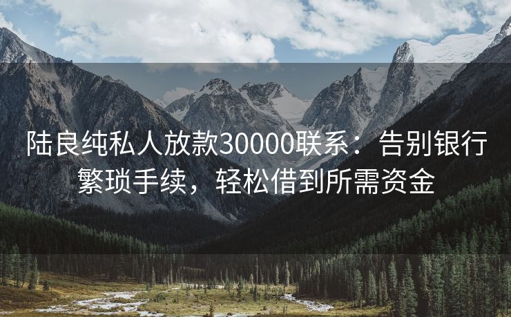 陆良纯私人放款30000联系：告别银行繁琐手续，轻松借到所需资金