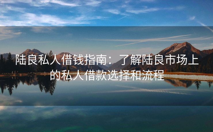 陆良私人借钱指南：了解陆良市场上的私人借款选择和流程