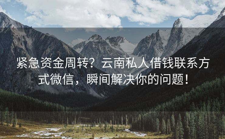 紧急资金周转？云南私人借钱联系方式微信，瞬间解决你的问题！