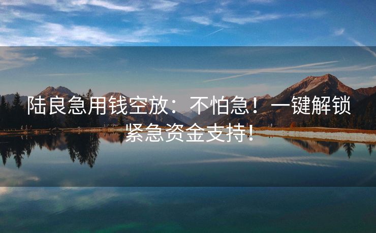 陆良急用钱空放：不怕急！一键解锁紧急资金支持！