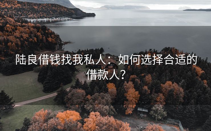 陆良借钱找我私人：如何选择合适的借款人？