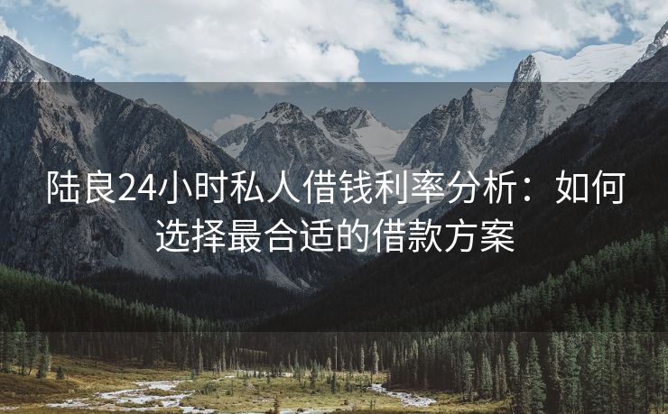 陆良24小时私人借钱利率分析：如何选择最合适的借款方案