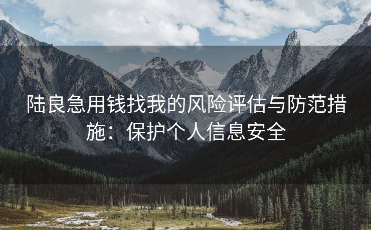 陆良急用钱找我的风险评估与防范措施：保护个人信息安全
