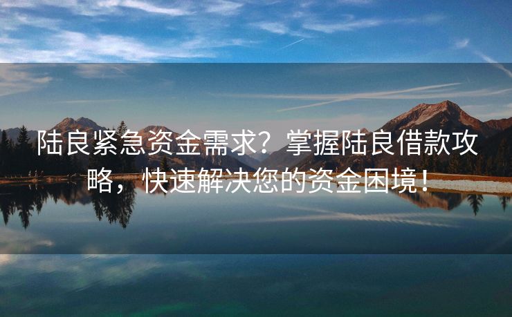 陆良紧急资金需求？掌握陆良借款攻略，快速解决您的资金困境！