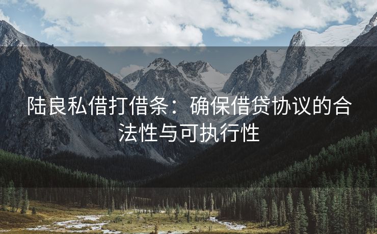 陆良私借打借条：确保借贷协议的合法性与可执行性