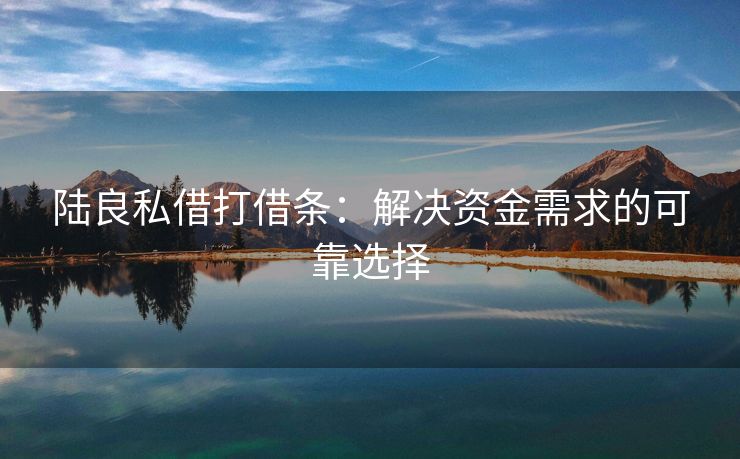 陆良私借打借条：解决资金需求的可靠选择