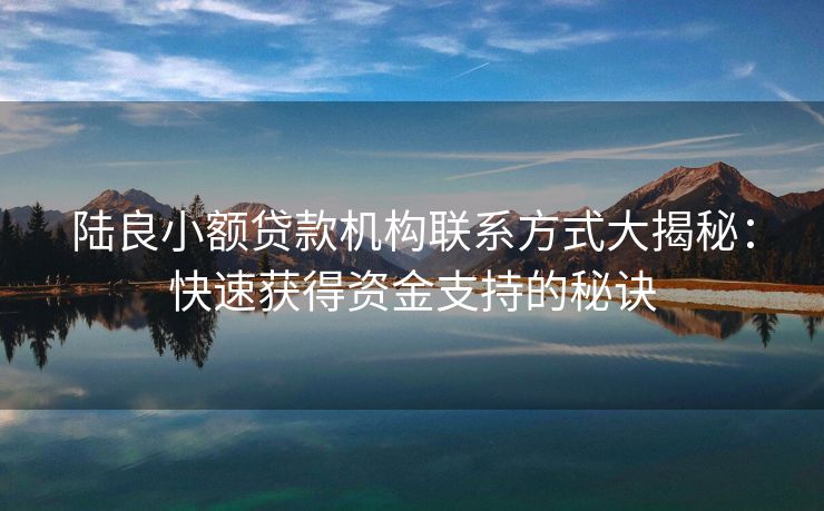 陆良小额贷款机构联系方式大揭秘：快速获得资金支持的秘诀
