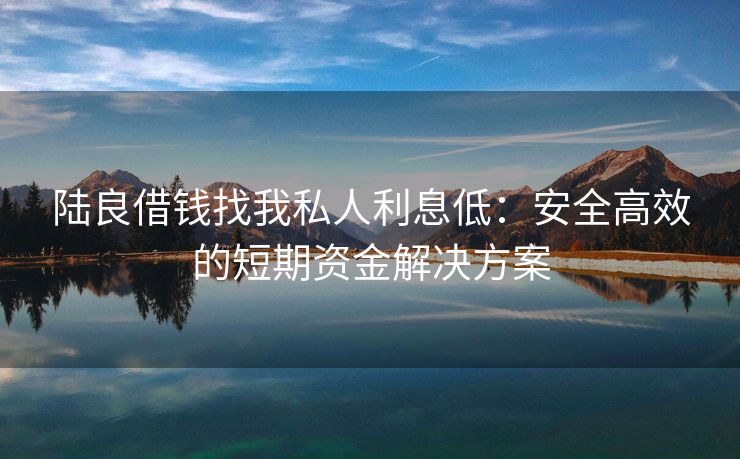 陆良借钱找我私人利息低：安全高效的短期资金解决方案