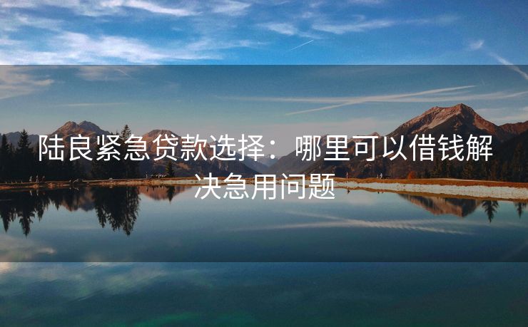 陆良紧急贷款选择：哪里可以借钱解决急用问题