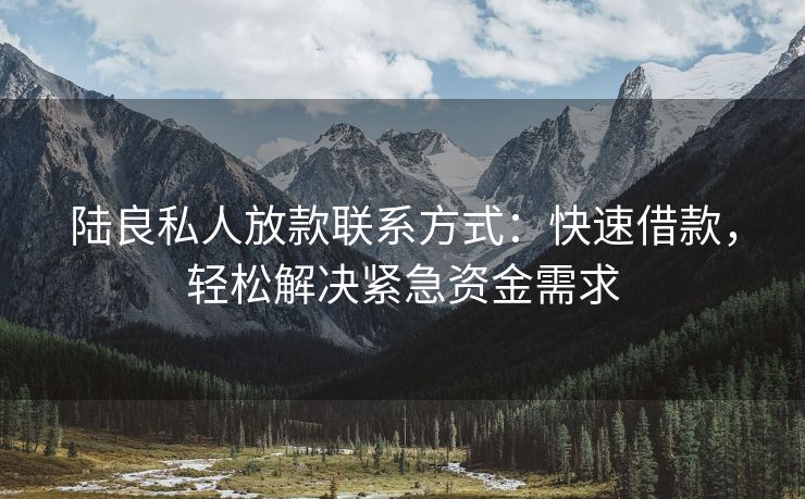 陆良私人放款联系方式：快速借款，轻松解决紧急资金需求