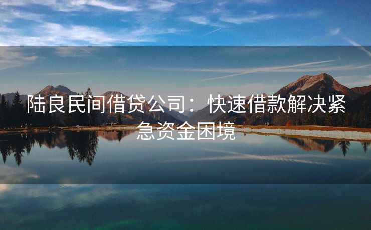 陆良民间借贷公司：快速借款解决紧急资金困境