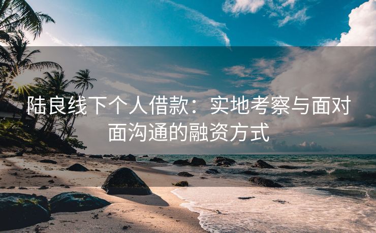 陆良线下个人借款：实地考察与面对面沟通的融资方式