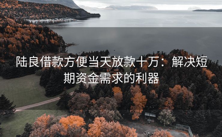 陆良借款方便当天放款十万：解决短期资金需求的利器