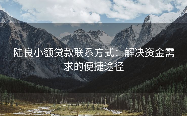 陆良小额贷款联系方式：解决资金需求的便捷途径