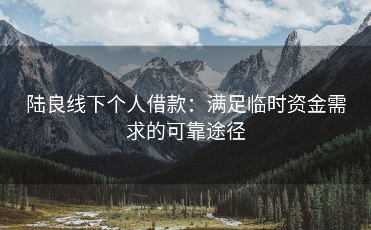 陆良线下个人借款：满足临时资金需求的可靠途径