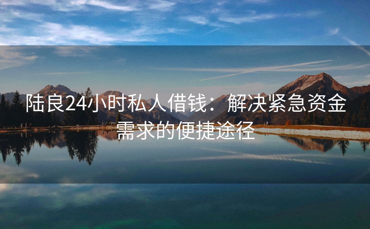 陆良24小时私人借钱：解决紧急资金需求的便捷途径