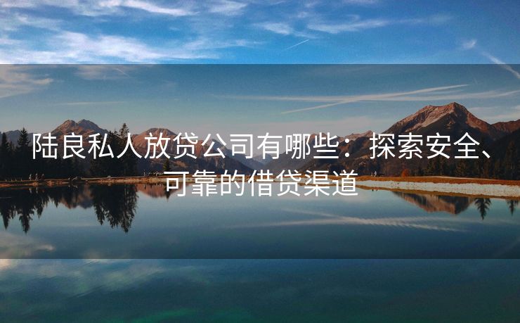 陆良私人放贷公司有哪些：探索安全、可靠的借贷渠道