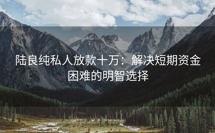 陆良纯私人放款十万：解决短期资金困难的明智选择