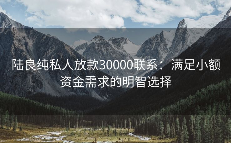 陆良纯私人放款30000联系：满足小额资金需求的明智选择