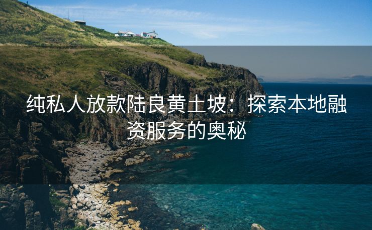 纯私人放款陆良黄土坡：探索本地融资服务的奥秘