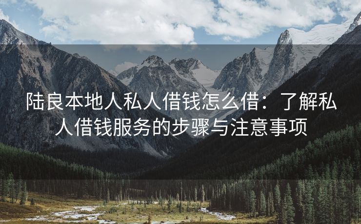 陆良本地人私人借钱怎么借：了解私人借钱服务的步骤与注意事项