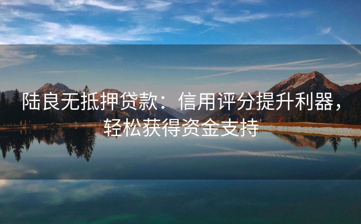 陆良无抵押贷款：信用评分提升利器，轻松获得资金支持 陆良无抵押贷款 陆良无抵押贷款  第2张