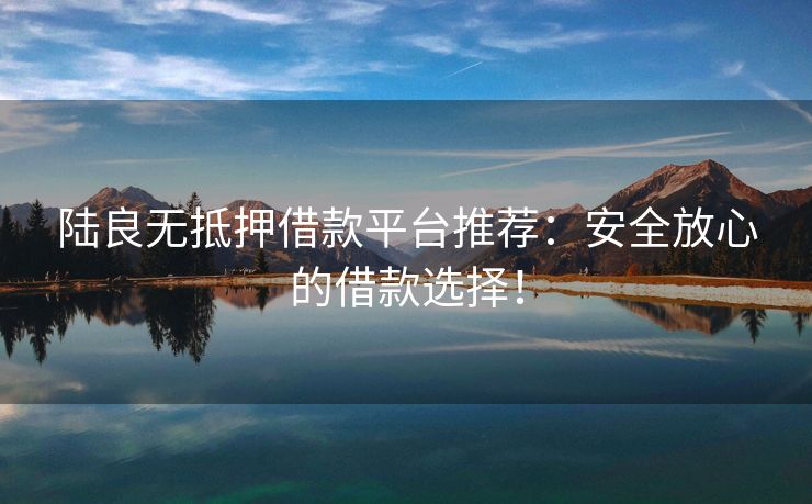陆良无抵押借款平台推荐：安全放心的借款选择！ 陆良无抵押借款平台推荐 陆良无抵押贷款  第3张