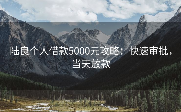 陆良个人借款5000元攻略：快速审批，当天放款 陆良个人借款5000元攻略 陆良个人借钱  第3张