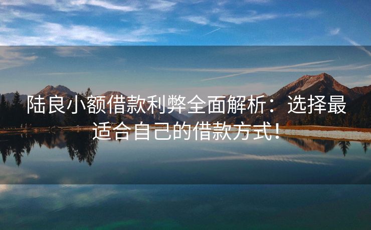 陆良小额借款利弊全面解析：选择最适合自己的借款方式！ 陆良小额借款利弊全面解析 陆良私人借钱  第3张