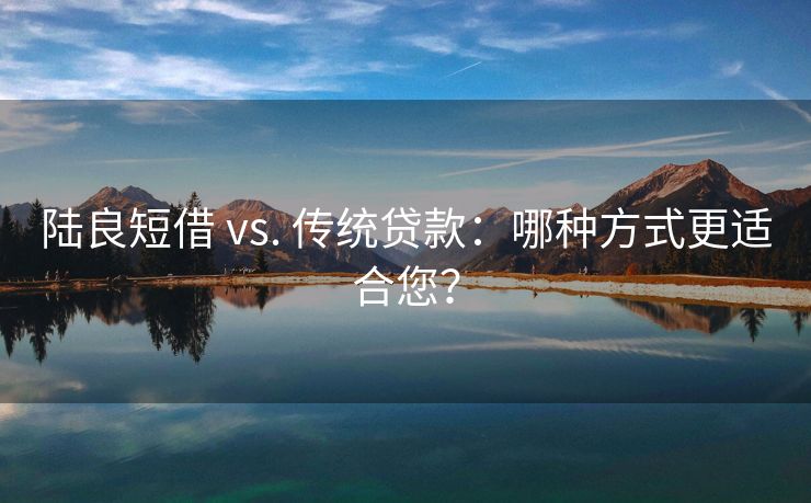陆良短借 vs. 传统贷款：哪种方式更适合您？ 陆良短借 vs. 传统贷款 陆良私人借款  第3张