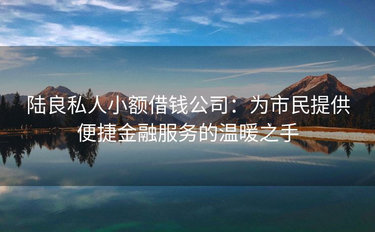 陆良私人小额借钱公司：为市民提供便捷金融服务的温暖之手 陆良私人小额借钱公司 陆良私人借钱  第3张