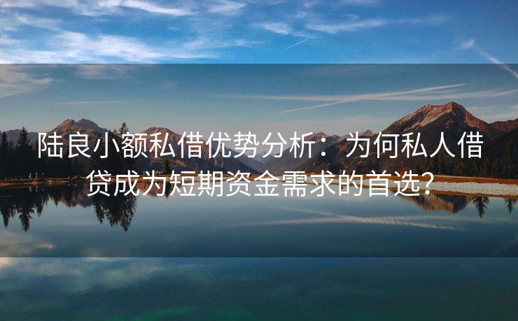 陆良小额私借优势分析：为何私人借贷成为短期资金需求的首选？ 陆良小额私借优势分析 陆良私人借款  第3张