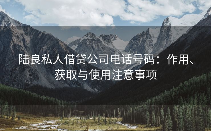 陆良私人借贷公司电话号码：作用、获取与使用注意事项 陆良私人借贷公司电话号码 陆良私人借款  第2张