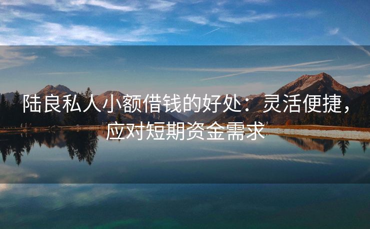 陆良私人小额借钱的好处：灵活便捷，应对短期资金需求 陆良私人小额借钱的好处 陆良私人借钱  第3张